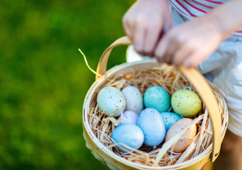 Easter eggs in a basket