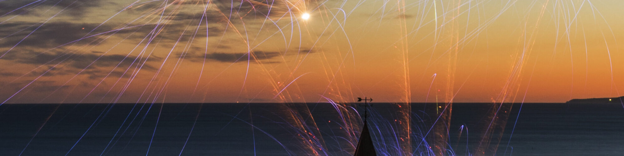 New year fire works over Porthleven