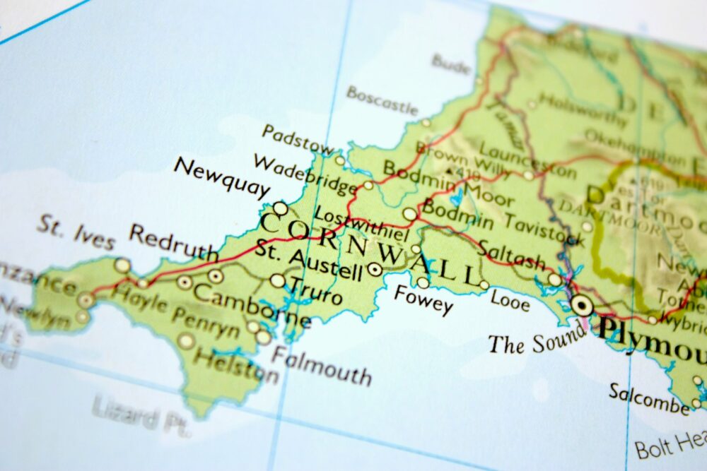 Map of Cornwall